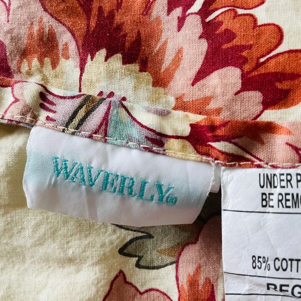 Waverly Charleston Chirp Quilted Pillow Shams Cream Floral Bird Chinoiserie